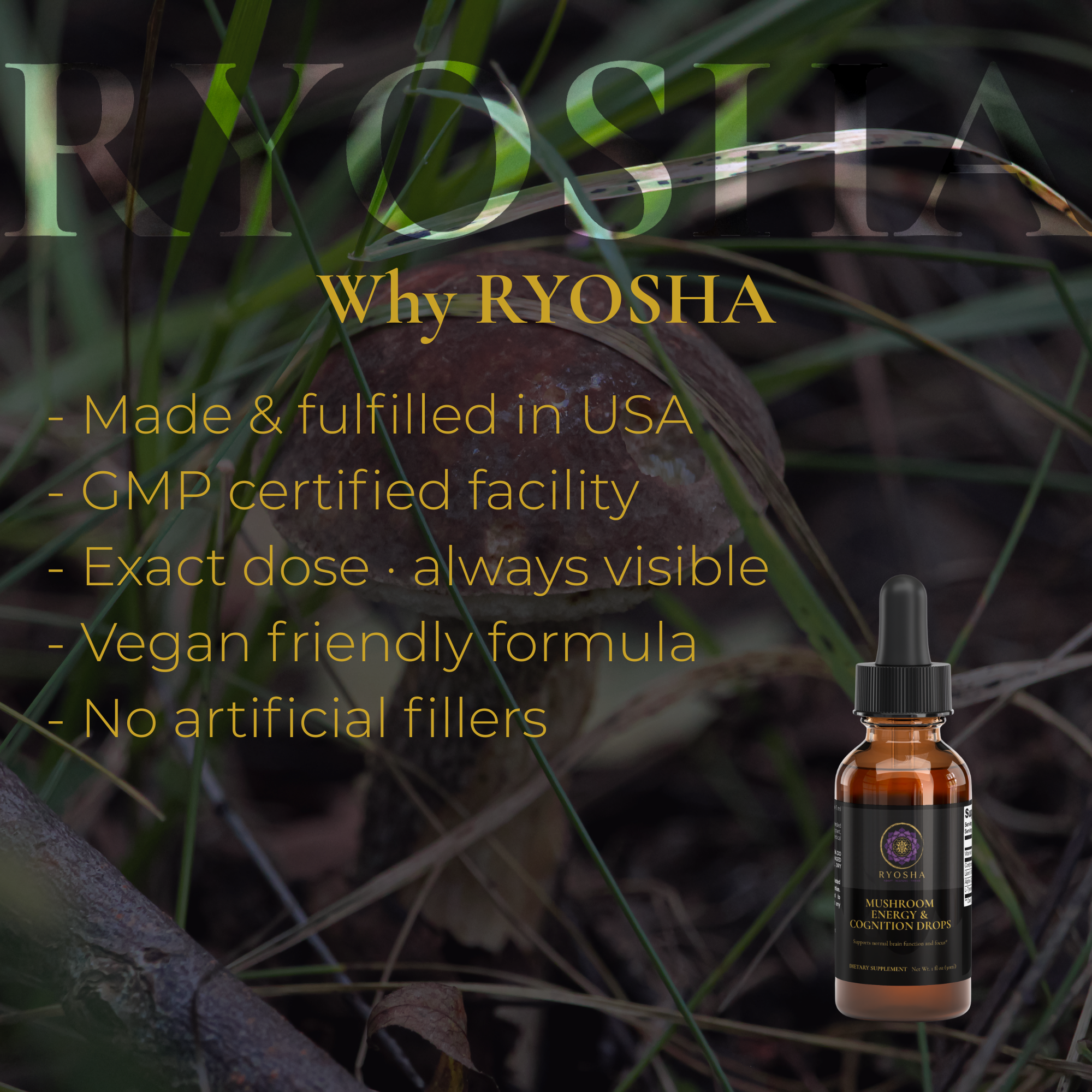 RYOSHA CLARITY — Mushroom Energy & Cognition Drops